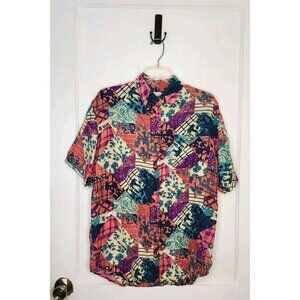 Compagnie Internationale Whistles Medium Button Front Shirt 100% Silk Patchwork